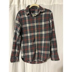 J. Crew Shirt Button Down Slim Fit Blue Gray Plaid Cotton Flannel Casual Small